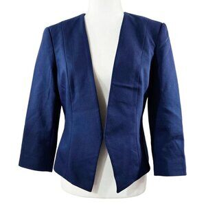 Express Navy Blue Open Front Cropped Blazer Capsule Minimalist Neutral Preppy